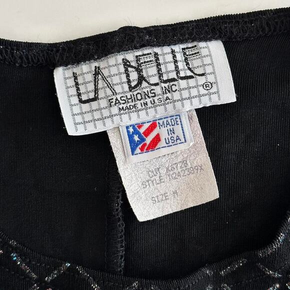 vintage Le Belle black metallic sparkle sleeveless mini dress - Picture 8 of 11